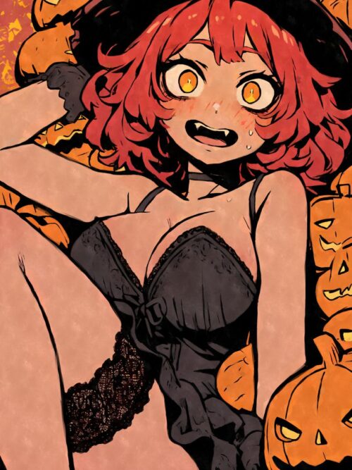 Halloween Witch With Pumpkins Poster