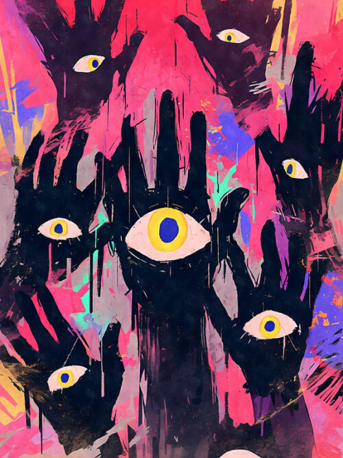 Hands With Eyes Hamsa Weirdore Poster