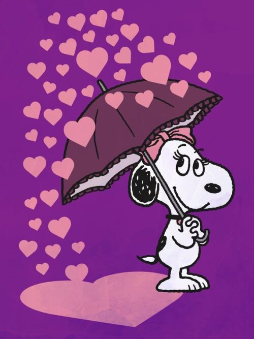 Heart Umbrella Peanuts Poster