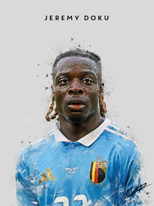Jeremy Doku Soccer Poster