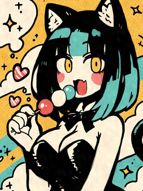 KAwaii Cat Girl With Dango Poster