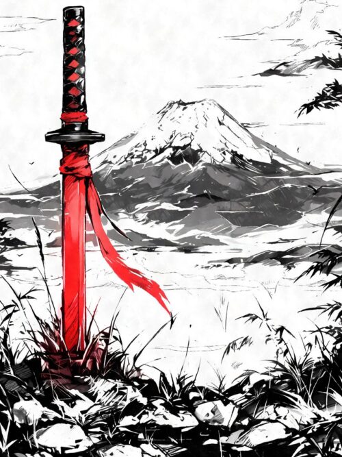 Katana Samurai Sword Ink Poster