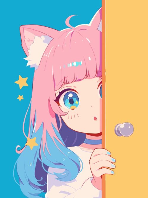 Kawaii Anime Girl Peeping Poster