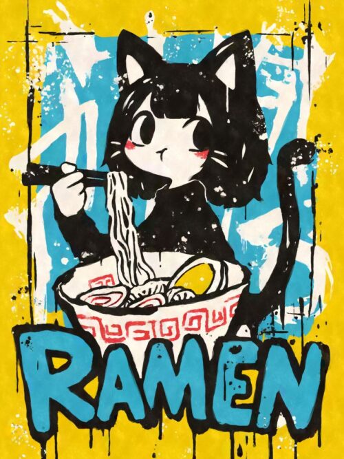 Kawaii Anime Ramen Graffiti Poster