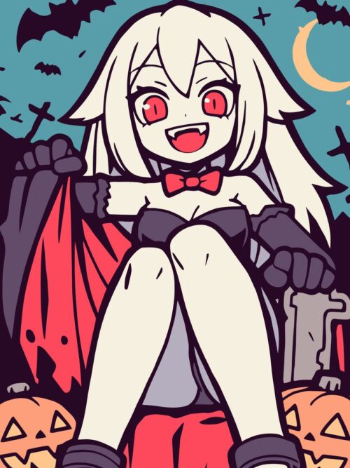 Kawaii Anime Vampire Girl Halloween Poster