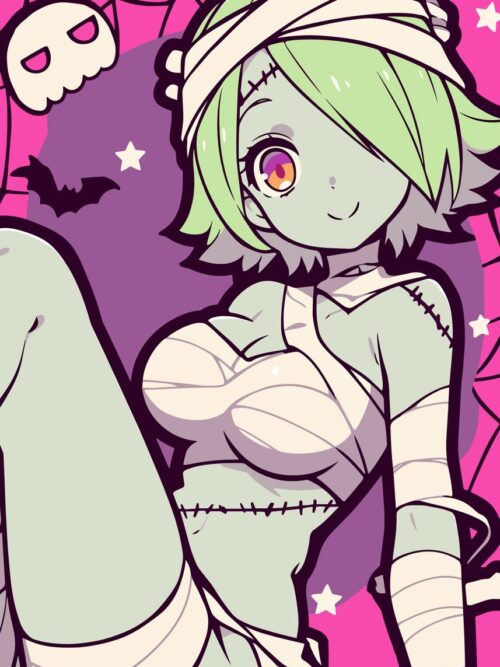Kawaii Anime Zombie Girl Halloween Poster