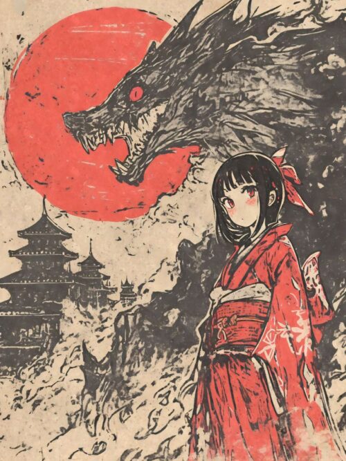 Kimono Dragon Girl Poster