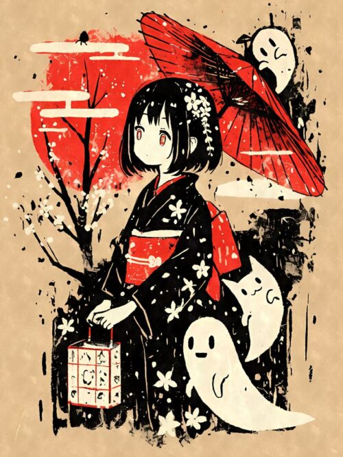 Kimono Girl Ghosts Yokai Poster