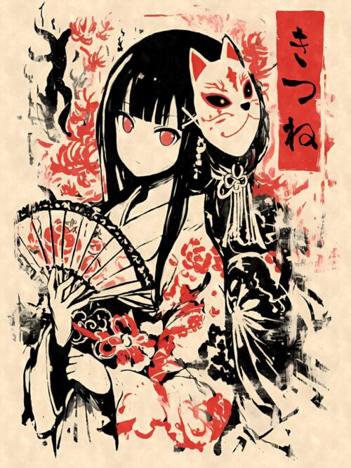 Kitsune Mask Geisha Poster