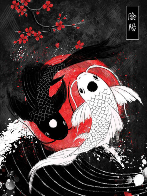 Koi Fish Yin Yang Dark Poster