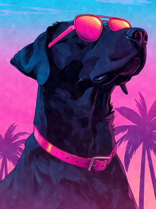 Labrador Retriever Retro 80s Poster