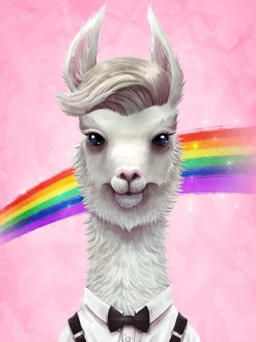 Llama With Rainbow Poster