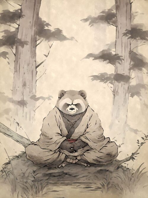 Meditating Tanuki Yokai Poster
