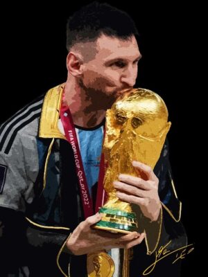 Messi With World Cup Trophy Soccer Poster