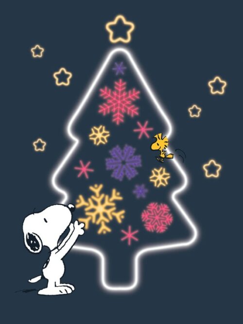 Neon Christmas Tree Peanuts Poster