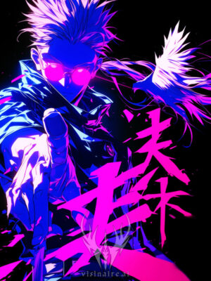 Neon Gojo Jujutsu Kaisen Poster
