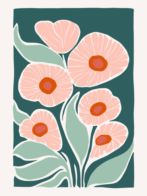 Pink Floral Art Print Poster