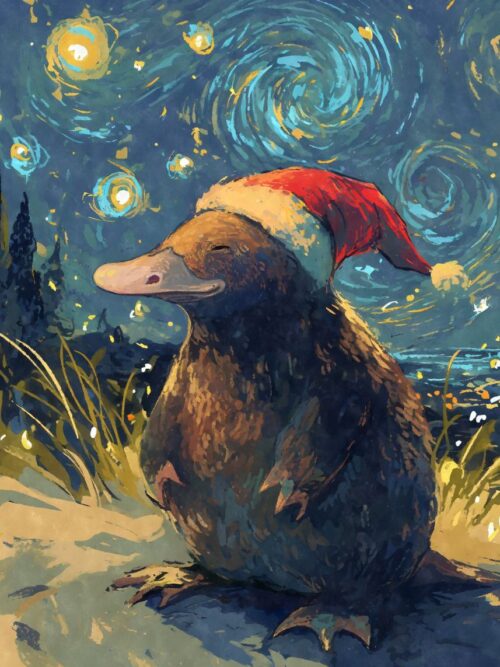 Platypus In Santa Hat Poster