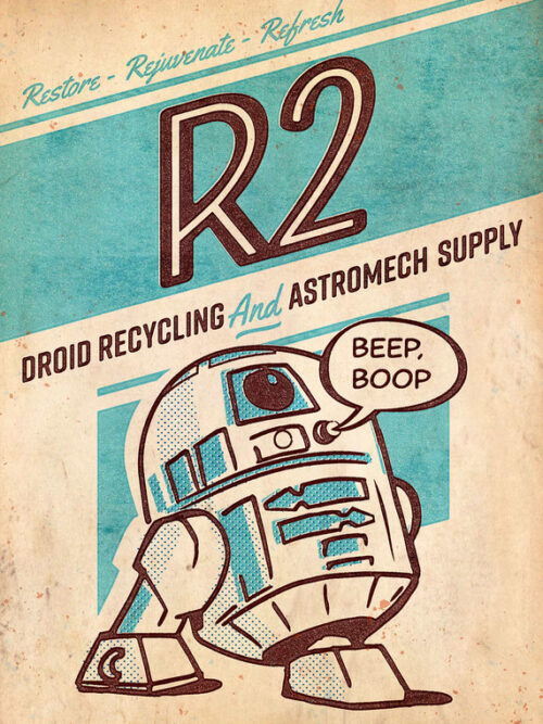 R2 Droid Recycling Starwars Poster