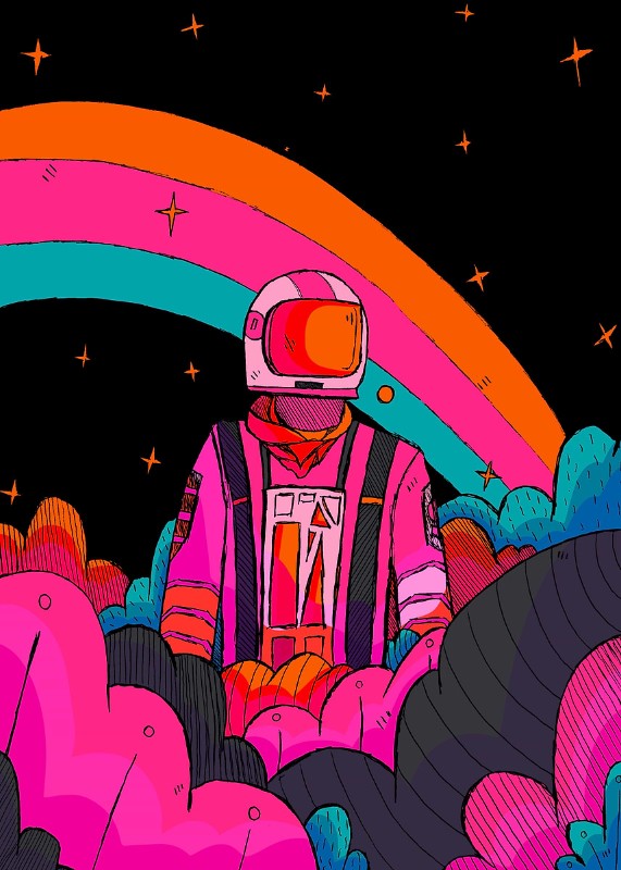 Rainbow Astronaut Poster
