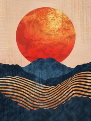 Red Sun Layers Poster