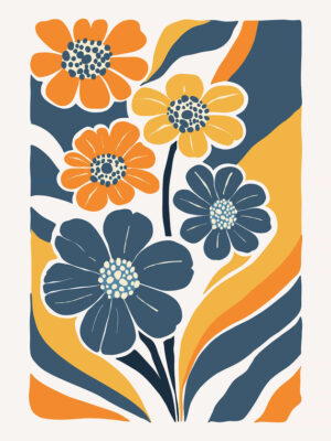 Retro Floral Design Poster