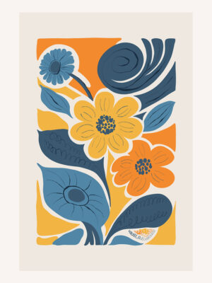 Retro Floral Print Poster