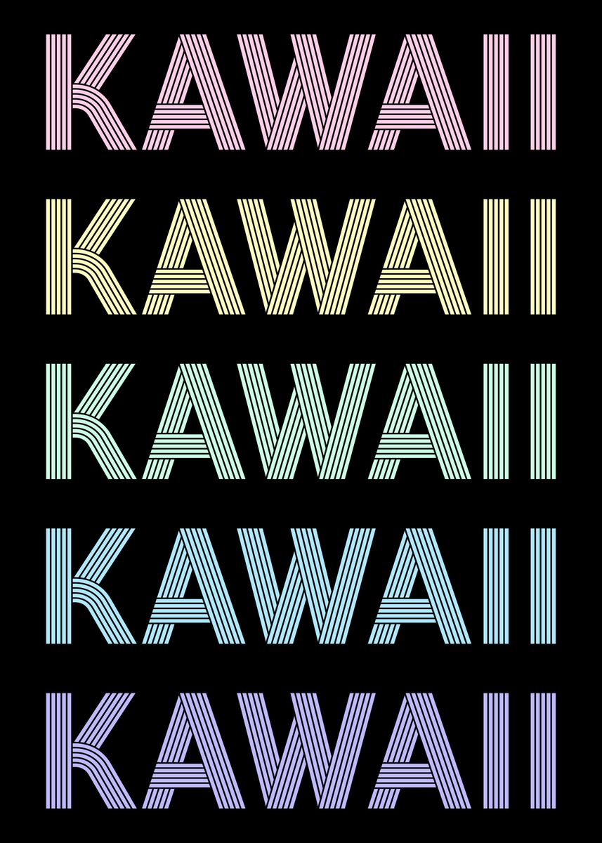 Retro Pastel Kawaii Text Poster