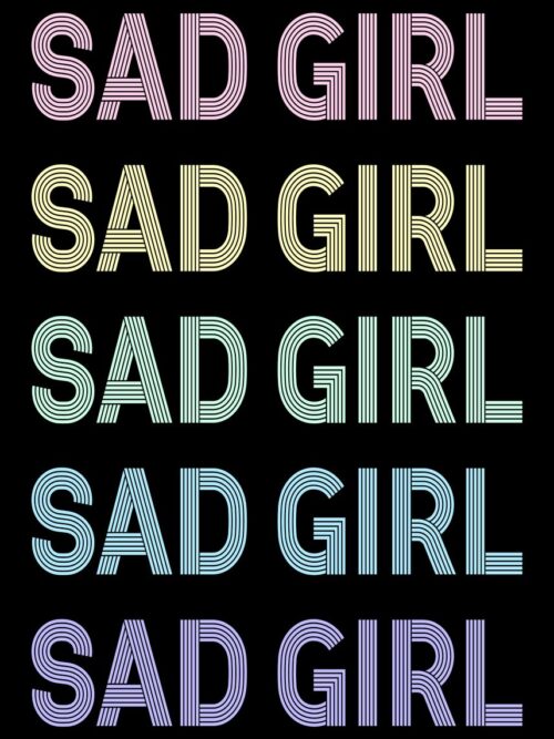 Retro Pastel Sad Girl Text Poster