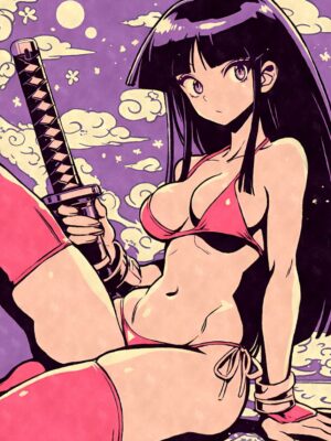 Samurai Anime Girl With Katana Poster