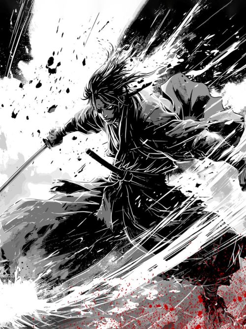 Samurai Anime Ink Poster