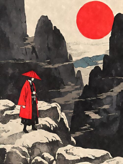 Samurai In Mountain Landscape Poster