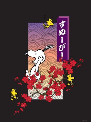 Snoopy Japanese Flowers Peanuts Poster