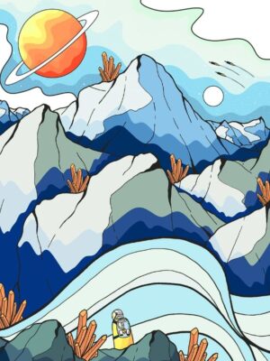 Space Crystal Mountains Poster