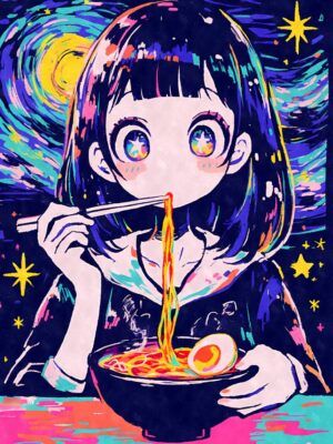Starry Night Ramen Girl Poster