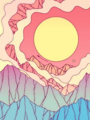 Summer Space Mountains Poster