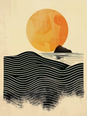 Sunset Waves Poster