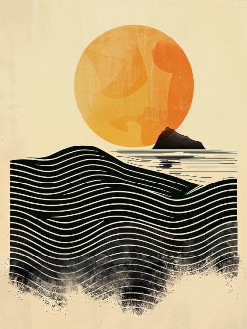Sunset Waves Poster