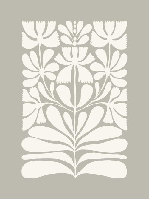 White Floral Pattern Poster
