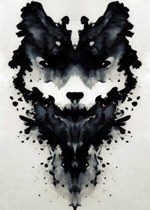Wolf Black Watercolor Art Poster
