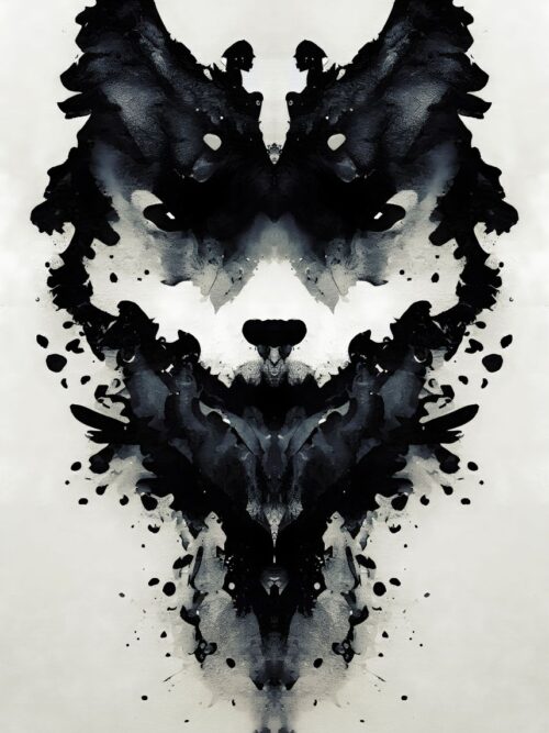 Wolf Black Watercolor Art Poster