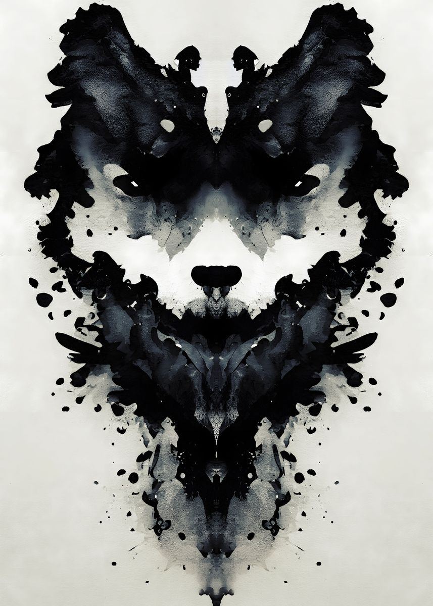 Wolf Black Watercolor Art Poster