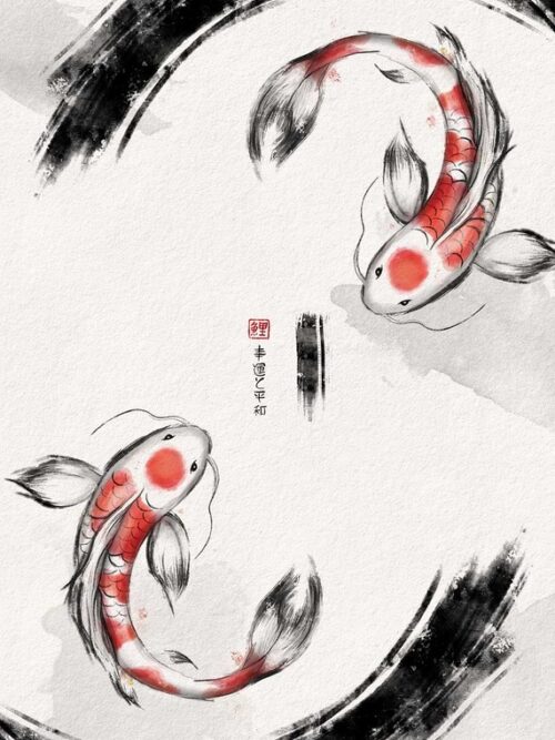 Yin Yang Good Luck Koi Poster