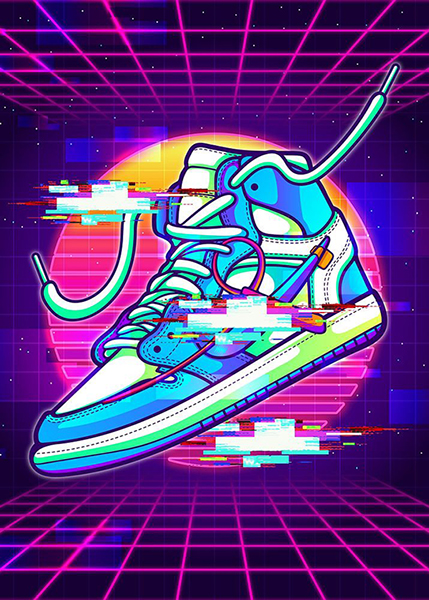 Air Jordan 1 High Off-White UNC Blue Sneaker Poster