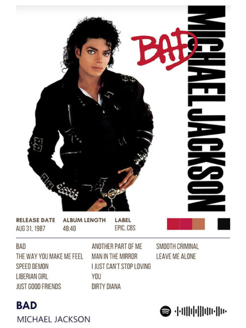 Bad By Michael Jackson Album Poster