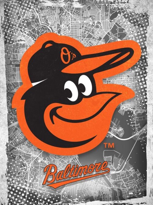 Baltimore Orioles Major Basketball League City Maps Crests Poster