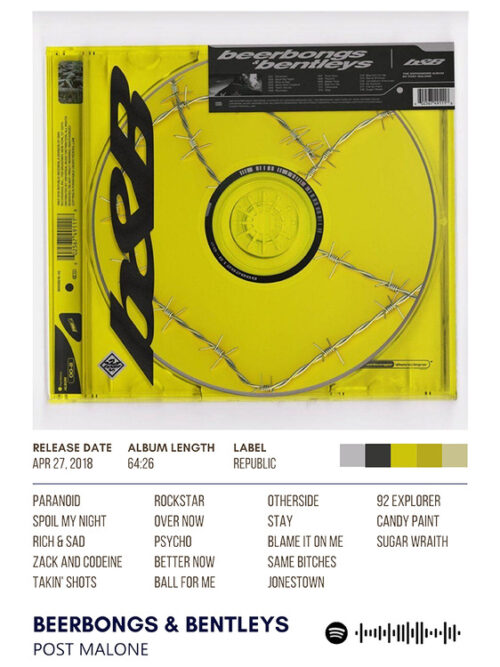 Beerbongs & Bentleys By Post Malone Album Poster