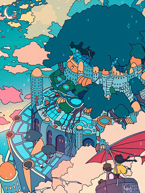 Castle In The Sky Pop Pastel Poster
