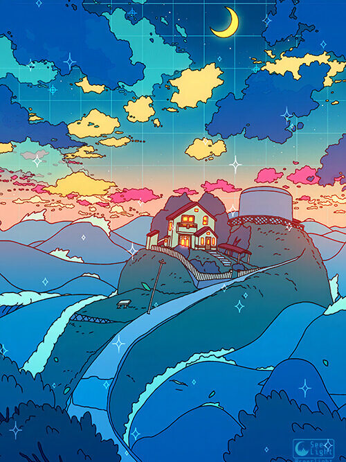 Cliff By The Sea Pop Pastel Poster