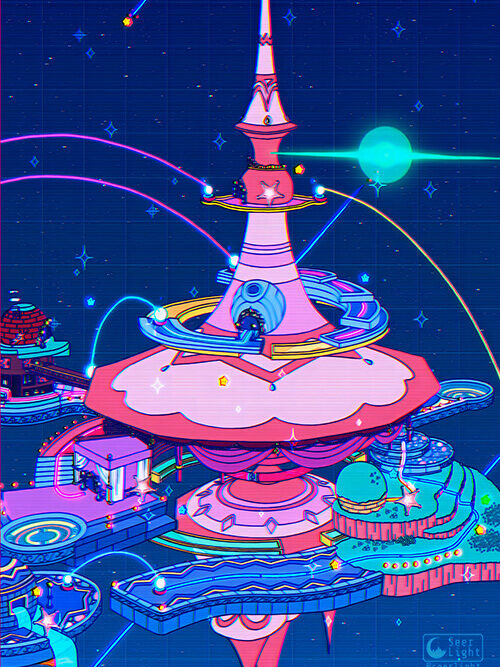 Comet Observatory Pop Pastel Poster
